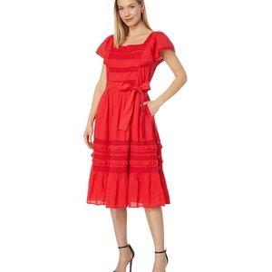 Draper James Red Tie Waist Peasant Dress NWT size XXL